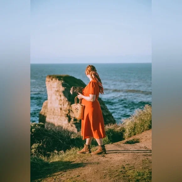 Sézane Robe Ophelia Dress in Coral FR 40 / US 8 - Picture 7 of 16